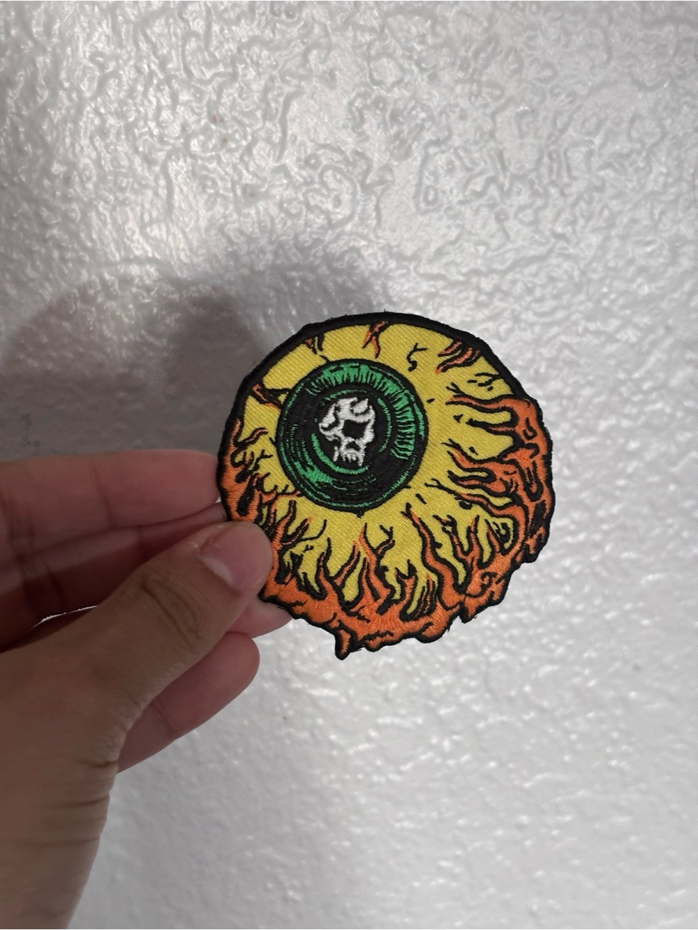 Japanese Embroidered Fiery Eyeball Patch in Yellow & Orange